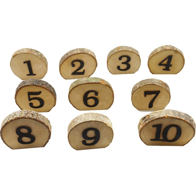 1-10 Houten tafelnummer Rustiek feest Bruiloft decoratie Nummerblokken voor bruiloft receptie en bruin
