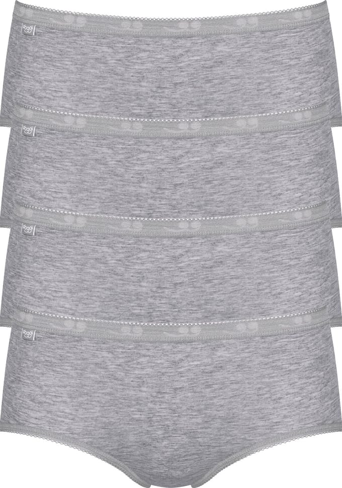 sloggi Basic+ Dames Midi slip - 4-pack - Lichtgrijs - Maat 44