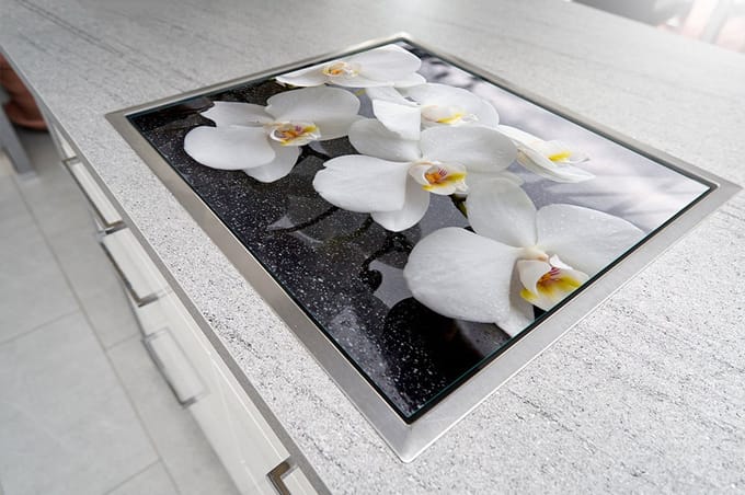 TMK ArtDeko - Beschermplaat voor Kookplaat - 70x52 cm - Orchidee