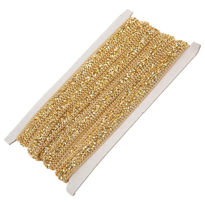Ruban Strass 1,5 cm Large Doré Auto-adhésif 5 Yards Ruban Bricolage pour Couture Mariage beige