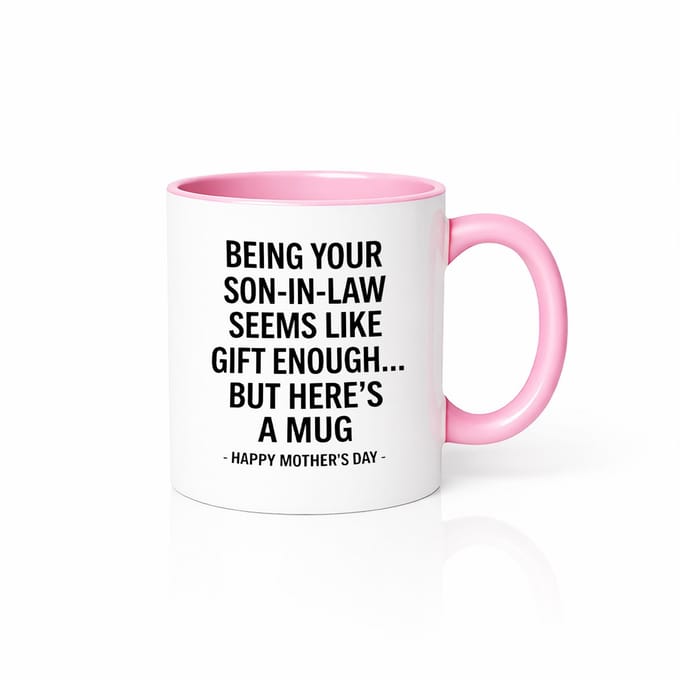 Moederdag Mok Grappig - Cadeau van Schoonzoon - Roze/Wit Keramische Mok - 330ml