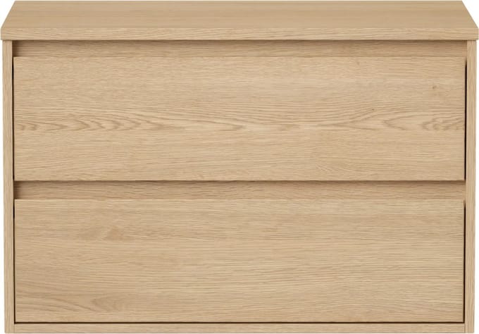 Vente-unique Meubel voor onder hangwastafel met plank - Eikenfineer - 80 cm - MILIPAM