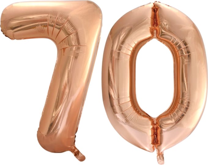 Folieballon 70 jaar Rose Goud 66cm
