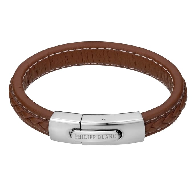 Echt leer en roestvrij stalen armband Philipp Blanc Henry