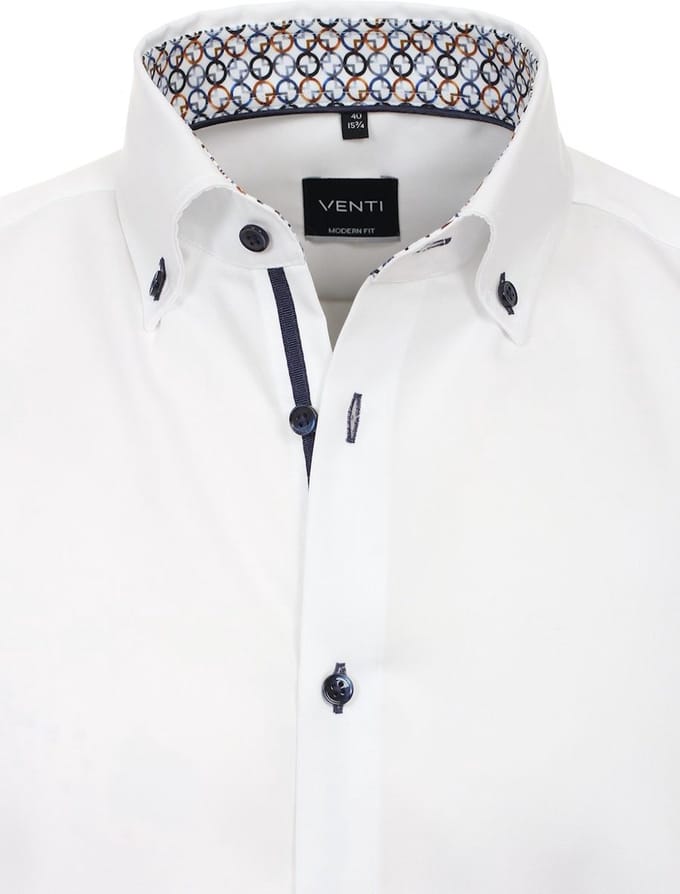 Wit Venti Overhemd Button Down Boord Modern Fit - XXL