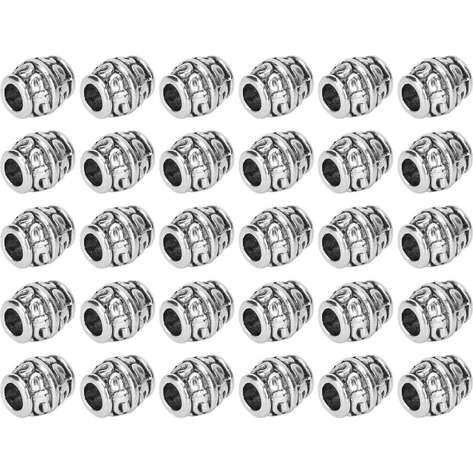 30 stuks DIY Baardkralen Clips Retro Haar Dreadlocks Kralen Accessoires voor Vlechten Armband gray