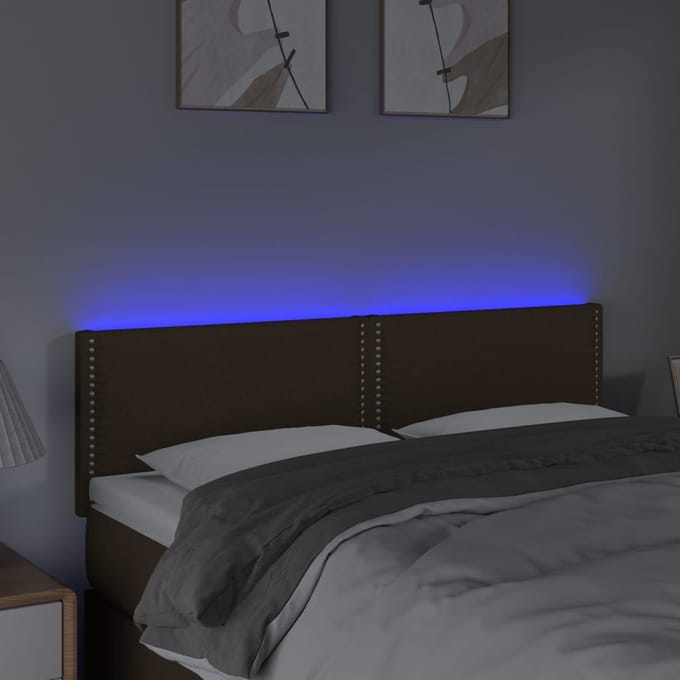 vidaXL Hoofdbord LED 144x5x78/88 cm stof donkerbruin