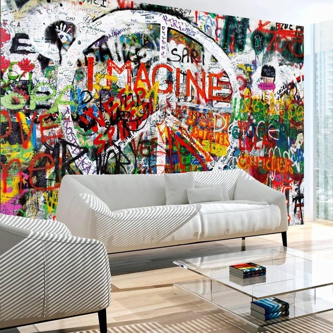 250cm X 175cm - Fotobehang - Hippie Graffiti