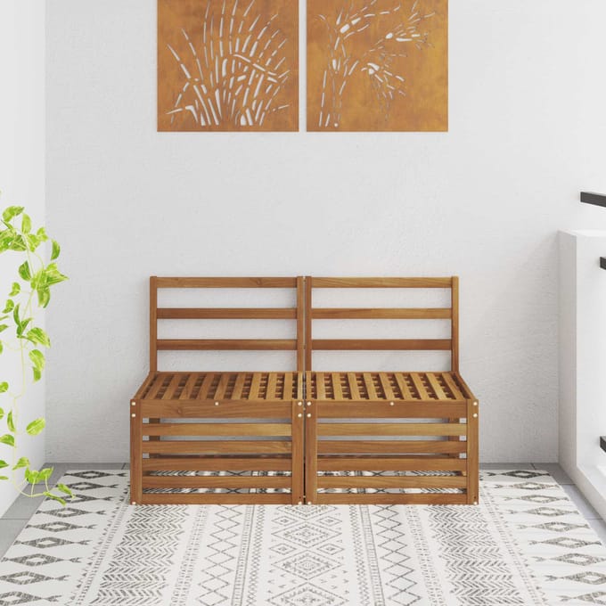 vidaXL - 2 - Stuk - Buiten - Midden - Sofa - Massief - Acacia - Hout - Naturel