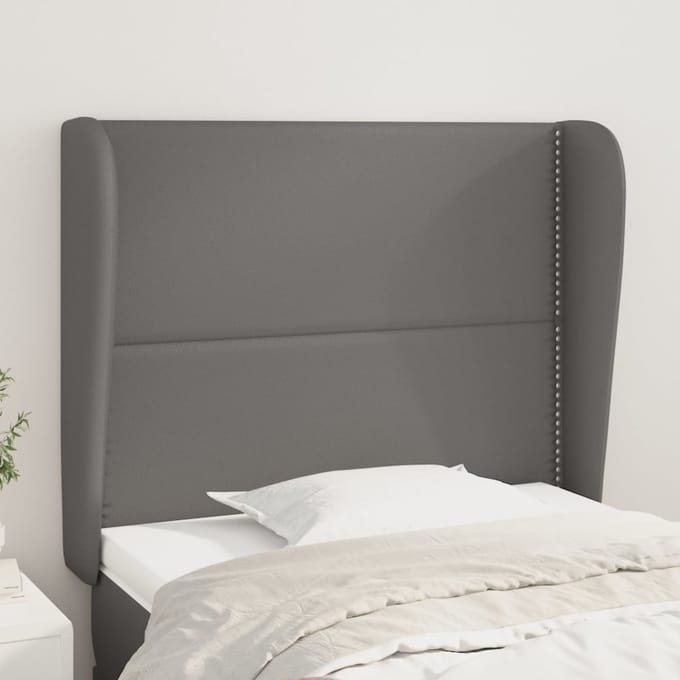 vidaXL - Hoofdbord - met - randen - 103x23x118/128 - cm - kunstleer - grijs