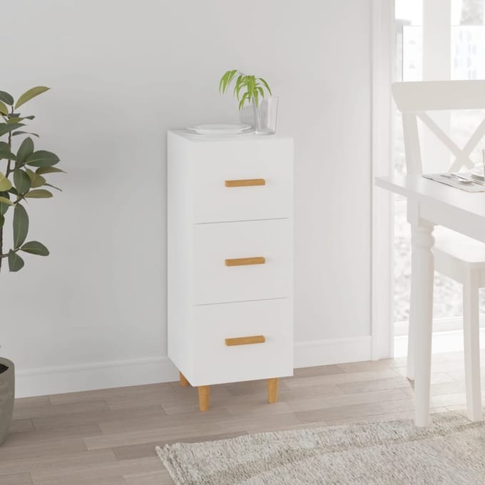 vidaXL - Dressoir - 34,5x34x90 - cm - bewerkt - hout - wit
