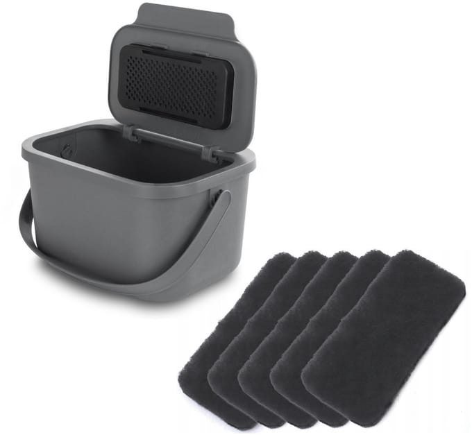 Practic Mini Bini - Prullenbak - Bioafvalbak - inhoud 4,5 liter -5 filters - grijs