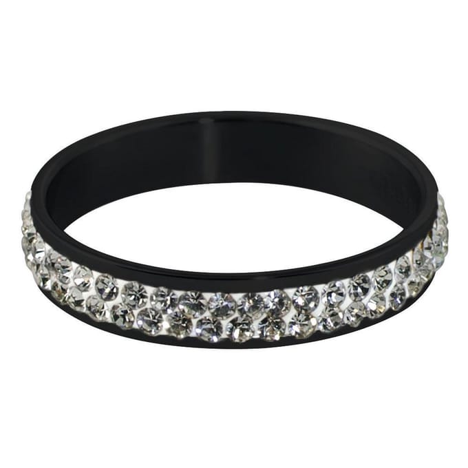 Quiges Stapelring Dames - Vulring Wit Zirkonia - RVS Zwart - Maat 21 - Hoogte 4mm