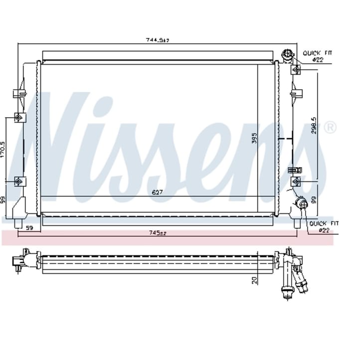 Lage-temperatuurRadiator, laadluchtRadiator NISSENS 65324
