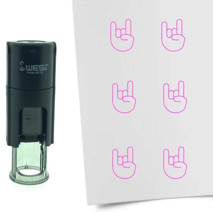 CombiCraft Stempel Metal horn / Rock 10mm rond - Roze inkt