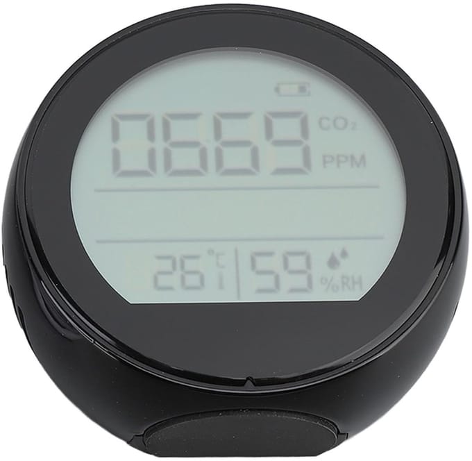 CO2 Detector - Luchtkwaliteit Meter - Binnenklimaat Monitoren - NDIR Sensor - 400-5000 Ppm - Zwart