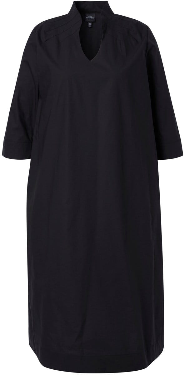 Ulla Popken - Dames - Midi-jurken - Zwart - Maat 50+