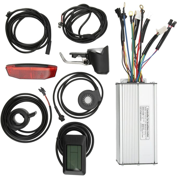 Kit de Conversion Vélo Électrique Compteur LCD7U Système de Contrôle à Ondes Sinusoïdales 30A pour Moteur 48V 1000W black