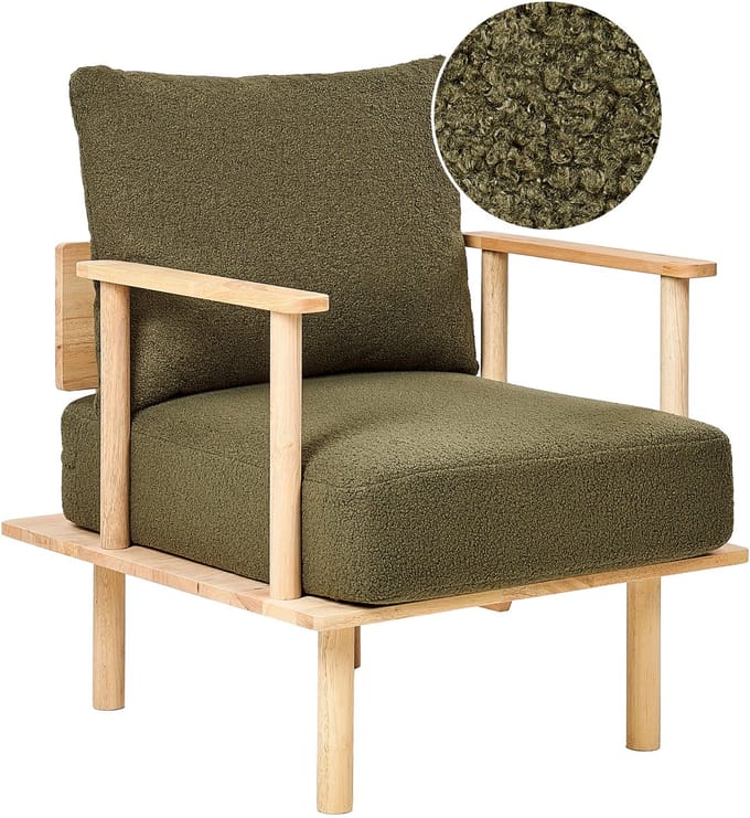 ASKER - Fauteuil - Donkergroen - Bouclé
