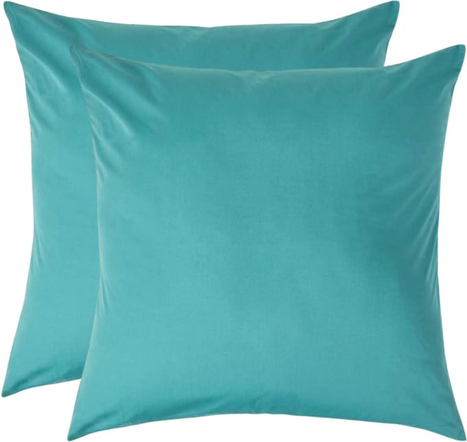 Homescapes Kussensloop 60x60 cm Set van 2 – Petrol – 100% Egyptisch Perkal Katoen – 200 TC
