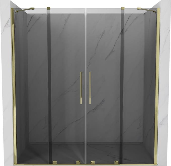 Mexen Velar Duo schuifdouchedeuren 200 , grafiet, goud - 871-200-000-42-50