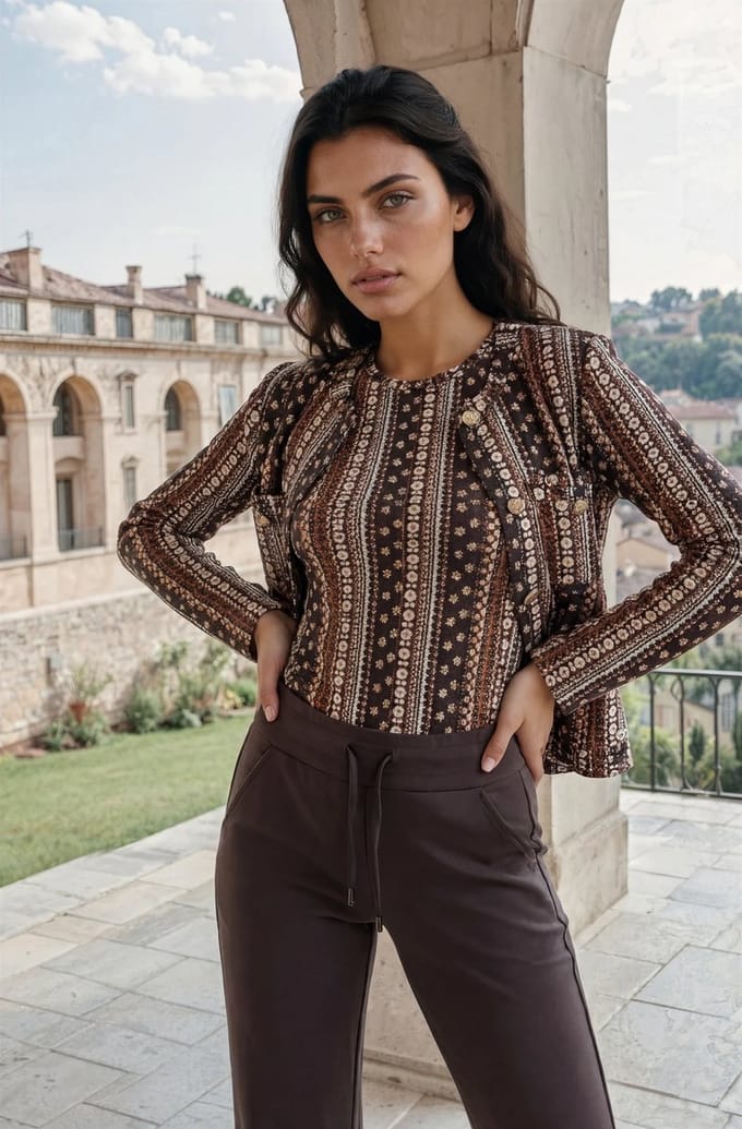 MI PIACE - Travel Jacket Boho Print Espresso 202662 - Maat : M