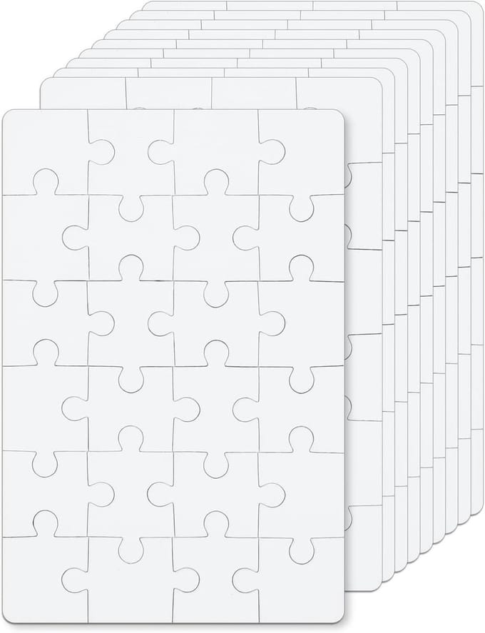 Lege Puzzels - Doe-het-zelf Puzzels - Creatief Knutselen - 24 Stuks Per Vel - 10x15 cm - Wit