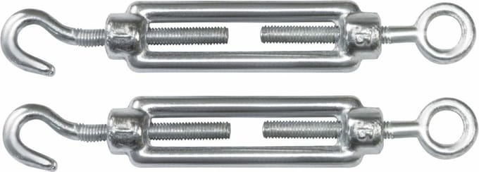 AMIG Spanschroeven/draadspanner met haak/oog - 2x - 7cm - verzinkt staal - 100kg - M5 schroefdraad