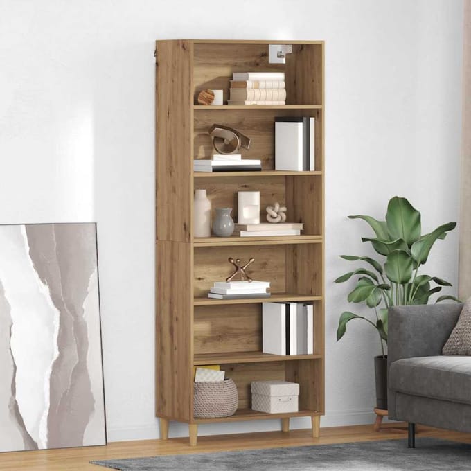 vidaXL - Highboard - Artisan - Eiken - 69,5 - x - 32,5 - x - 180 - cm - Bewerkt - hout