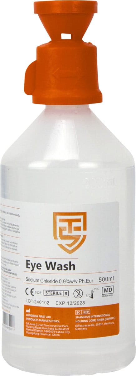 Technosafety Oogspoelfles - Oogdouche - 500 ML - NaCl 0,9% - Circa 4 jaar houdbaar