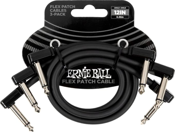 Ernie Ball 6445 Flex Patch Cables Patchkabel Zwart 30cm 3-Pack