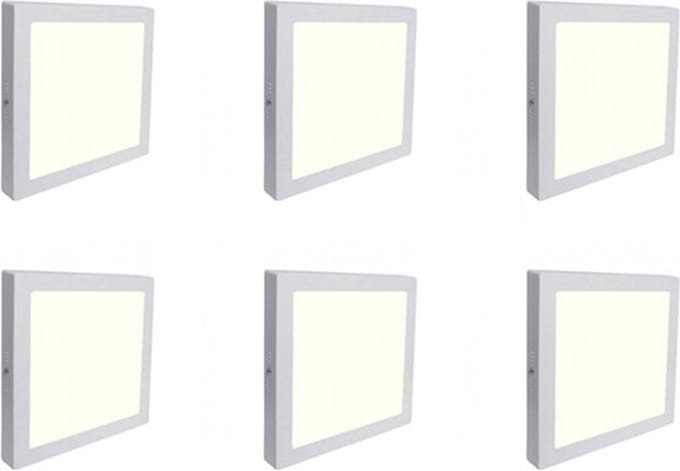 LED Downlight 6 Pack - Opbouw Vierkant 12W - Natuurlijk Wit 4200K - Mat Wit Aluminium - 170mm