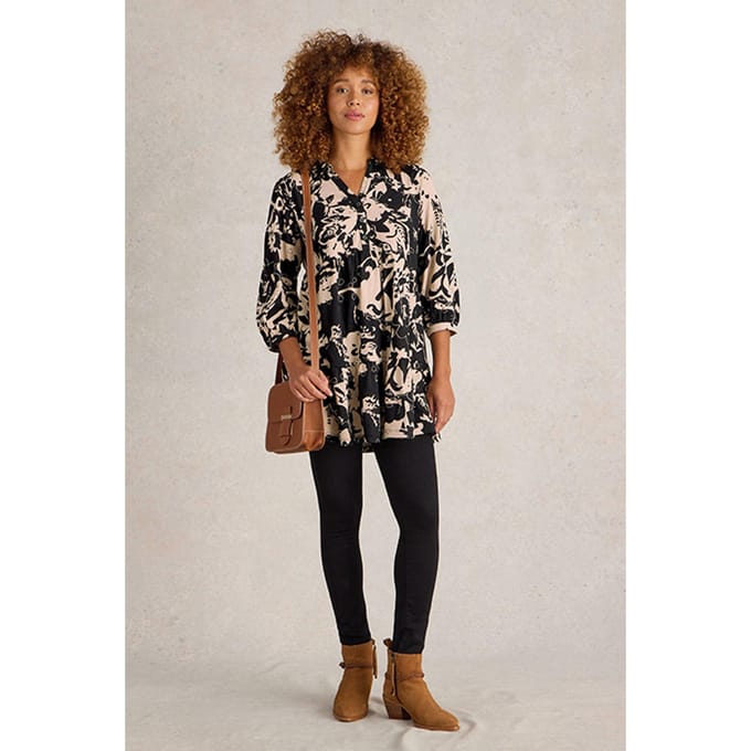 White Stuff Nela Printed Shirt Tunic Black Print Taglia: 10 | Magliette intime Outlet | Donna | Nero
