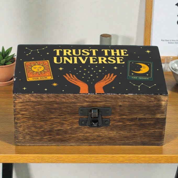 Middelgrote Geëmailleerde Doos – Trust The Universe