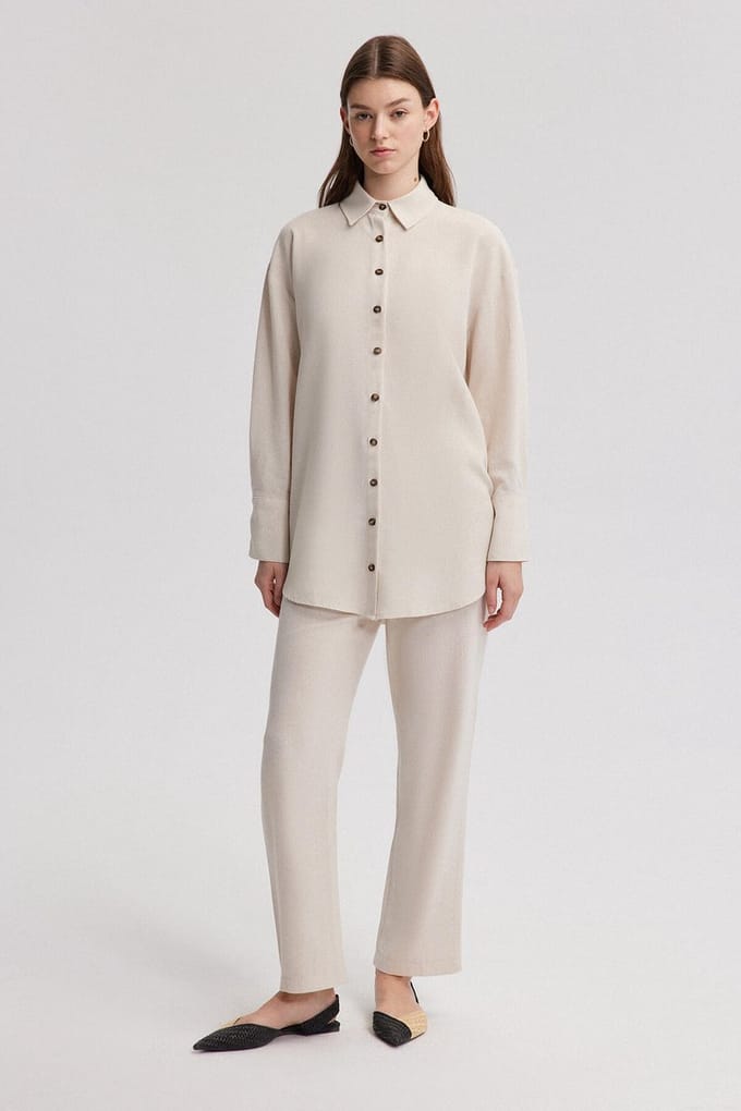 Touché Privé - Linnenlook blouse - Beige - Dames