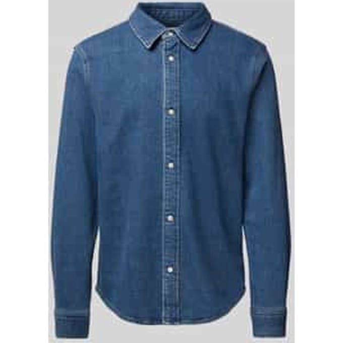 Slim fit jeansoverhemd met kentkraag