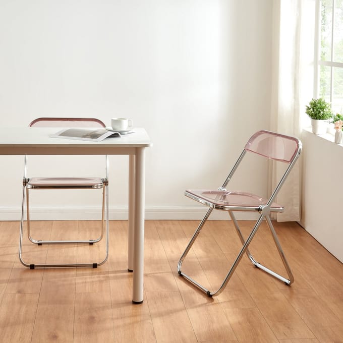 Klapstoel set van 2 Pornainen 74x46x47 cm roze transparant [en.casa]