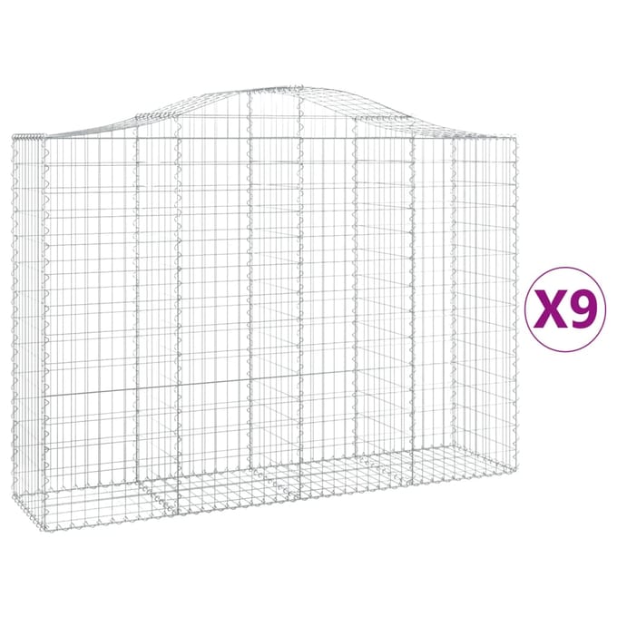 vidaXL - Schanskorven - 9 - st - gewelfd - 200x50x140/160 - cm - ijzer