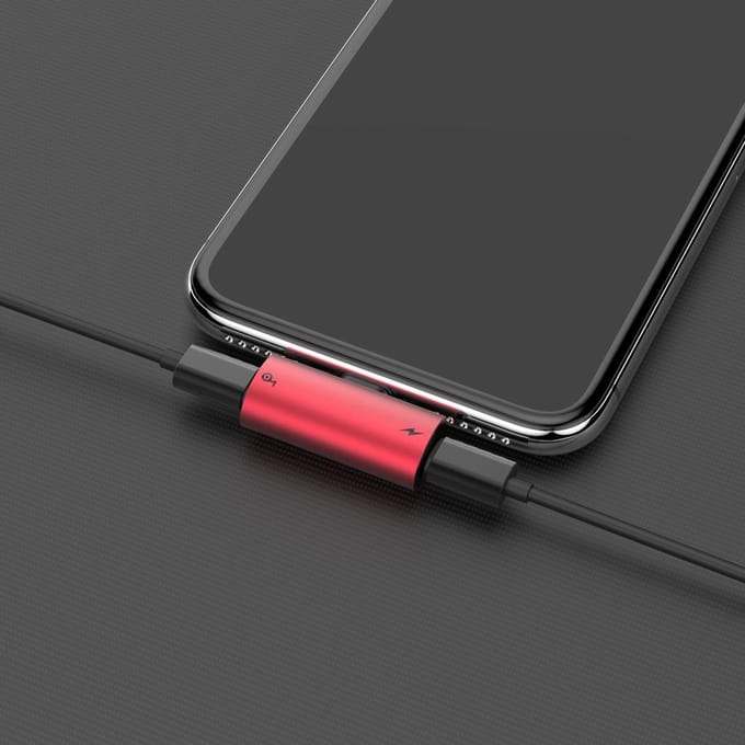 Baseus Splitter Lightning naar 2x Lightning Rood