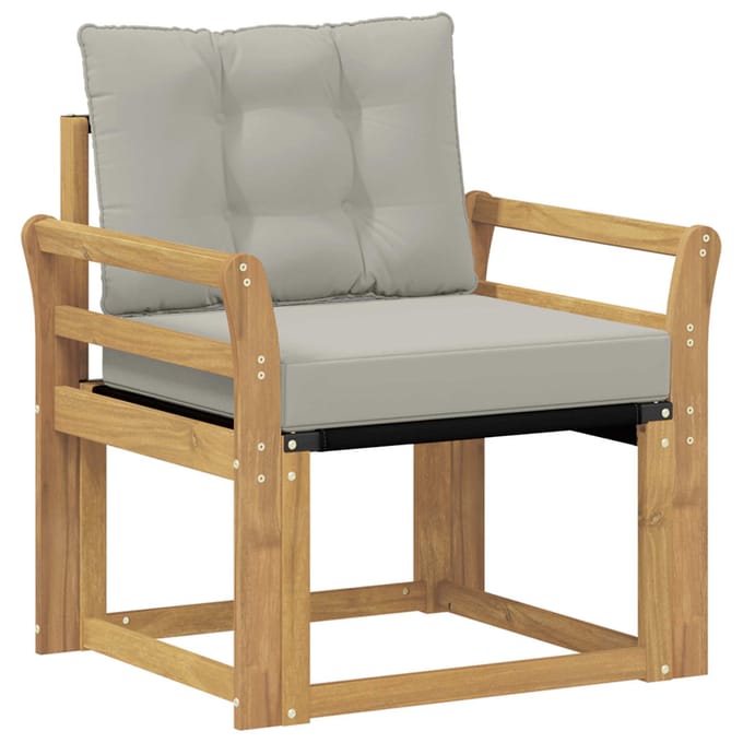 vidaXL - Buitensofa - Massief - Acaciahout - en - Textilene - Wit