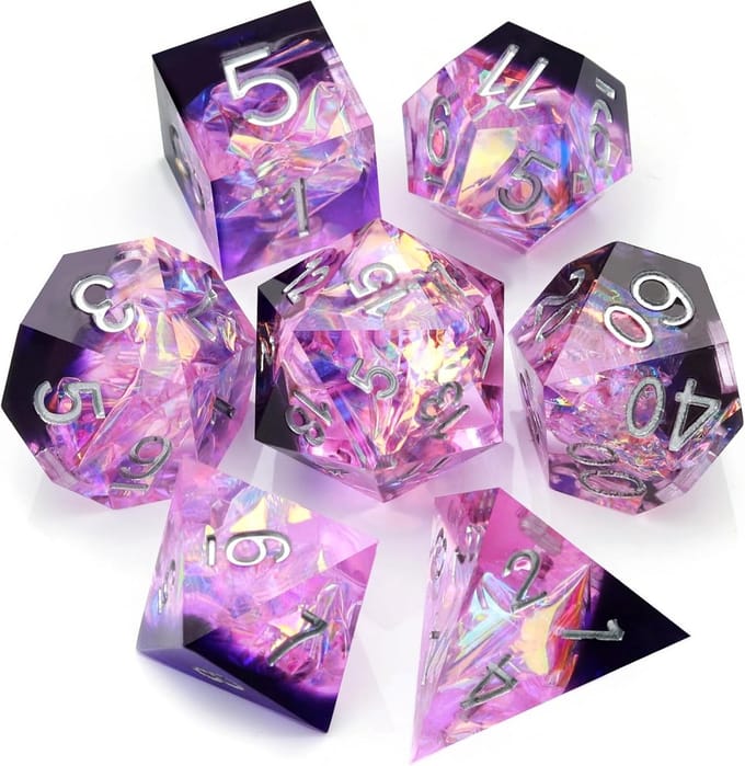 Paarse Galaxy Polyhedrale Dobbelstenen Set 7 Stuks voor D&D en TTRPGs