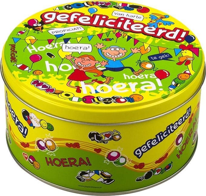Snoeptrommel gefeliciteerd