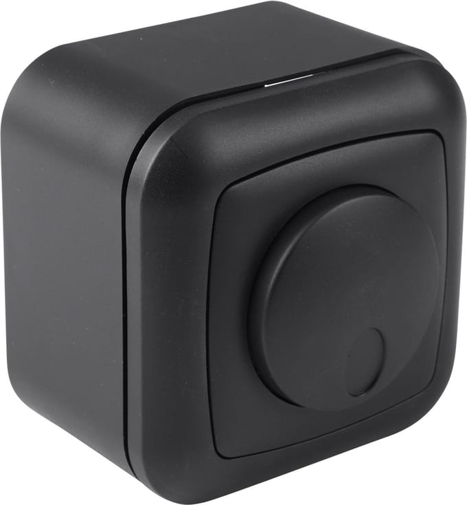 Q-Link dimmer - inbouw-opbouw - 3-60W - druk-wissel - met afdekraam - mat zwart