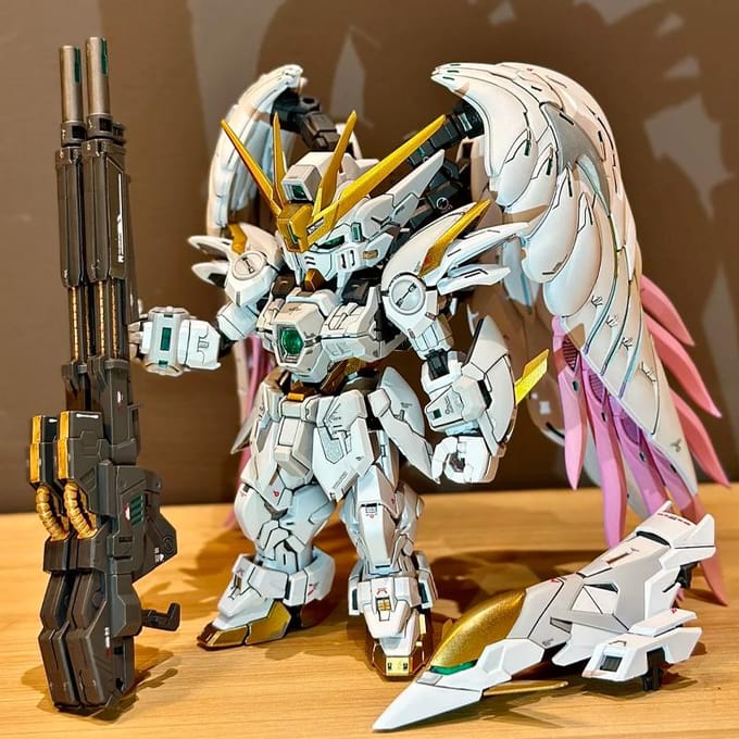 GL MGSD Wing Zero EW Snow White Version Angel Feather Drop Mech Assemblage Model Kit Actiefiguur Bureau Decoratie Pop Jongens Speelgoed sneeuwwitte kleur
