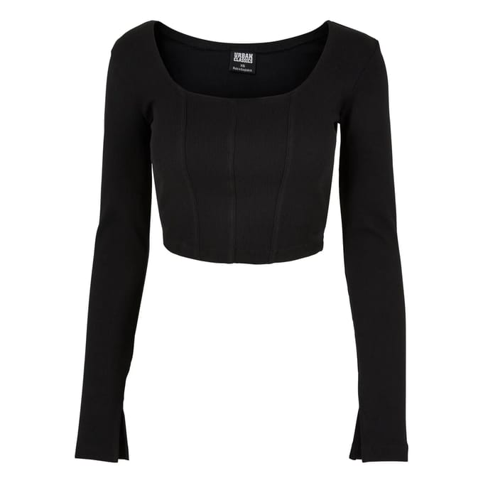 Urban Classics - Short Rib Corsage Longsleeve top - 5XL - Zwart