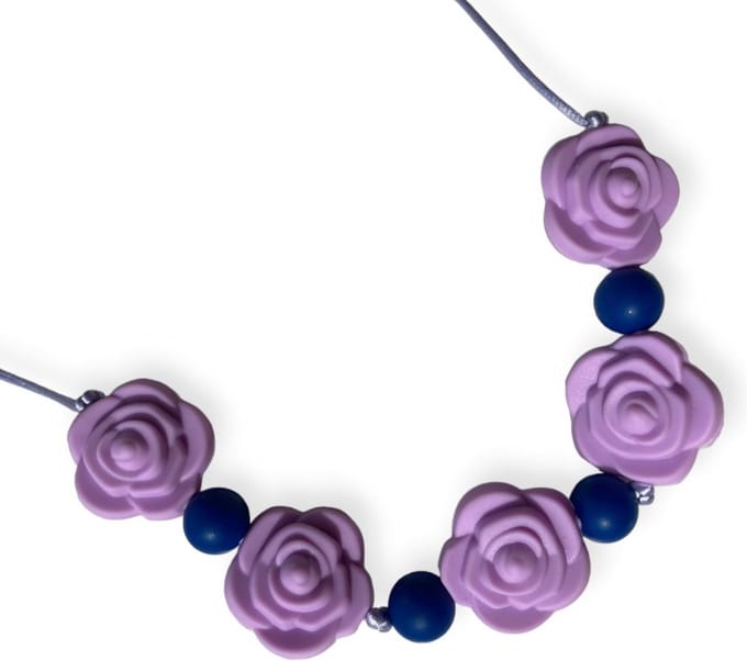 Kinderketting | Bijtketting | Roos | Paars | Navy | Vanaf 3 jaar!