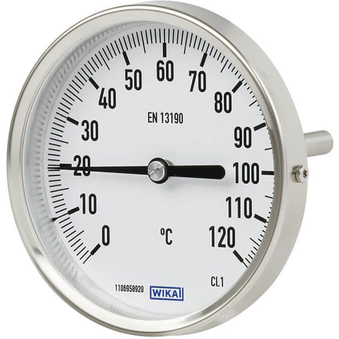 0 tot +250°C RVS Bimetalen Thermometer 100mm Behuizing 200mm Dompelbuis