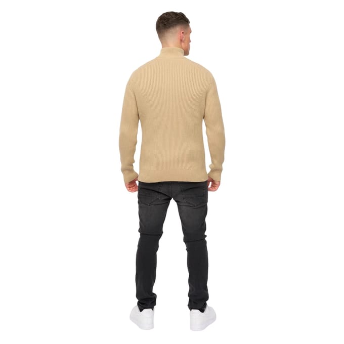 Crosshatch Heren Havaline gebreide Quarter Zip Pullover (Steen)