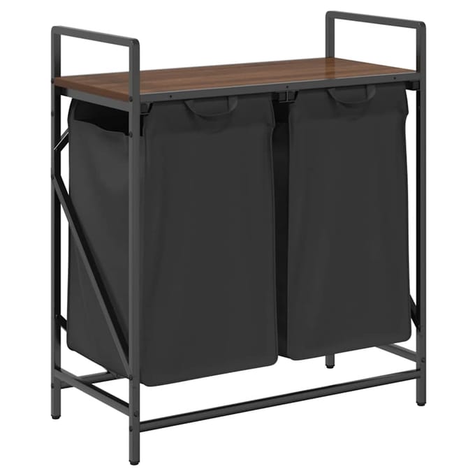 vidaXL - Wasmand - 2 - vakken - met - plank - bruin - eikenkleurig