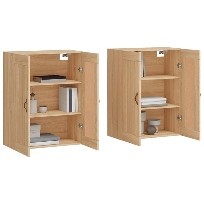 vidaXL - Hangkasten - 2 - st - bewerkt - hout - sonoma - eikenkleurig